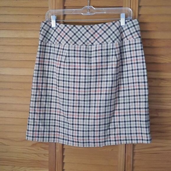 Ann Taylor NWT Tan Green Brown Orange Plaid Pleat School Girl Skirt Size 8 - Picture 2 of 8